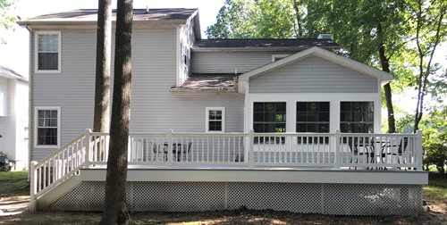 Here is a new sunroom and deck for this customer in the Pines. Looking good!