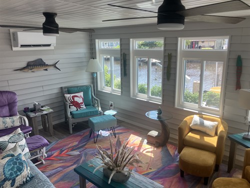 Inside of a newly completed sunroom in the Pines.