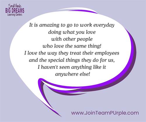 A review from one of our Employees that filled our hearts with so much joy and pride!  We’re one of a kind… because our staff, children, and families are too! ??