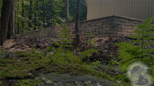 a stone retaining wall built by Carmel Landscapes in Russel Township Ohio