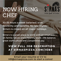 Hiring Chef  - Salaried, 40 hours max, Health, 401K and more