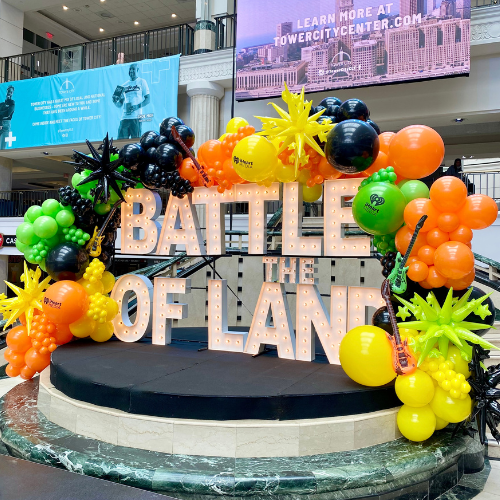 Alphalit Letters with Balloon Garland for Tower City Battle of the Land