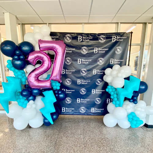 Step and Repeat Balloons for Beaumont School's incoming class
