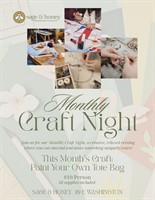 Monthly Craft Night at Sage & Honey: Paint Your Own Tote