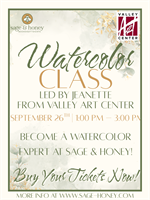 Watercolor Class lead by Jeanette from Valley Art Center at Sage & Honey
