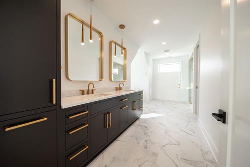 First Primary Bathroom of Modern Minimalist Custom Home by Otero Signature Homes 2024