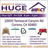 Impact Canopies USA Presents: Annual HUGE Parking Lot Sale