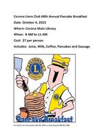 Corona Lions Club Presents: 68th Annual Pancake Breakfast