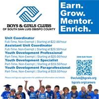 Boys & Girls Clubs of South SLO County is Hiring!