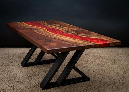 2x4 walnut and epoxy coffee table