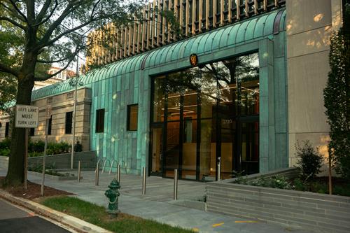 The Royal Norwegian Embassy in Washington, DC.  We installed pre-patinated copper to a new addition of the Norwegian Embassy.