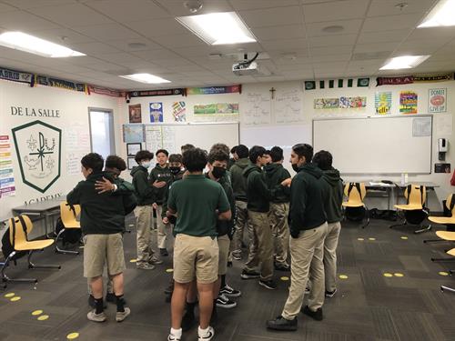 Class of 2023 engages in their weekly introductory GSP meetings during community building time. The intention with these weekly gatherings is to begin preparing them as they transition out of DLSA and into the high schools of their choice. 