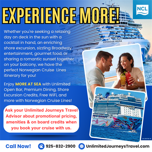 Book your Cruises and save BIG with Unlimited Journeys Travel