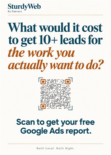Scan or visit https://sturdyweb.net/offers/google-ads-report/ to learn more