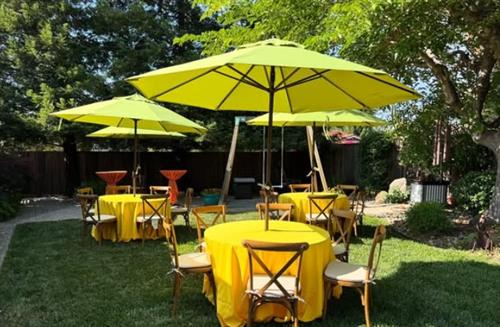 Tables, Linens, Chairs and Umbrellas
