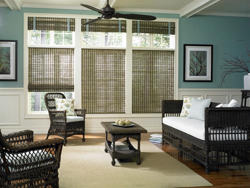 Looking for eco-friendly window treatments? Our woven wood shades are made from natural materials like jute and bamboo! Looking for eco-friendly window treatments? Our woven wood shades are made from natural materials like jute and bamboo!