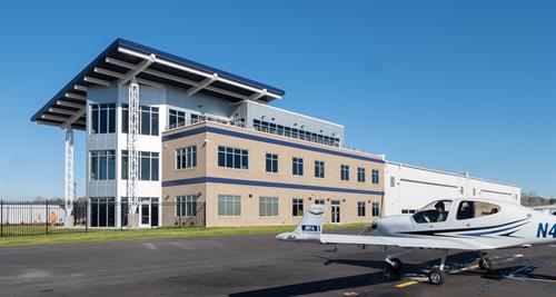Blue Line Aviation is a 39,000 SF corporate headquarters and pilot training center for North Carolina's largest private pilot training company.  