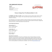 Pomona College Event This Weekend (March 14 - 16)