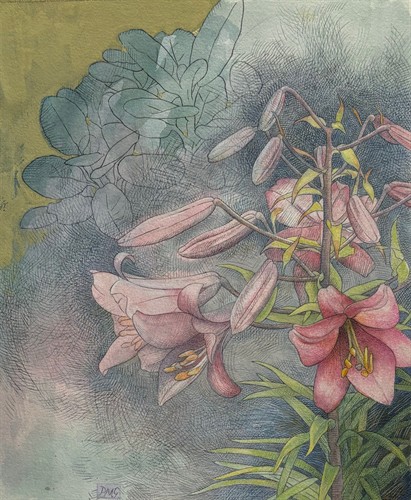 Patricia Giebutowski, "Expectation, Watercolor & Mixed Media