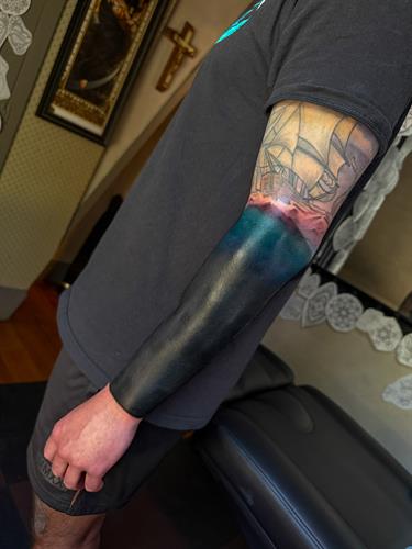 Robert Blackadar Blackout ocean sleeve tattoo