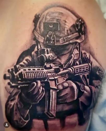 Timm Myers Military Duty Solider tattoo 