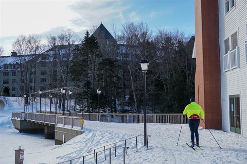 Scenic Cross Country Skiing through Town