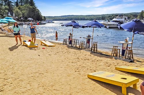 Fun in the sun. We offer cornhole, kayaks and paddle boards!