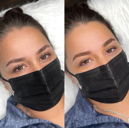 Healed brows after 1 session vs immediately after touch up