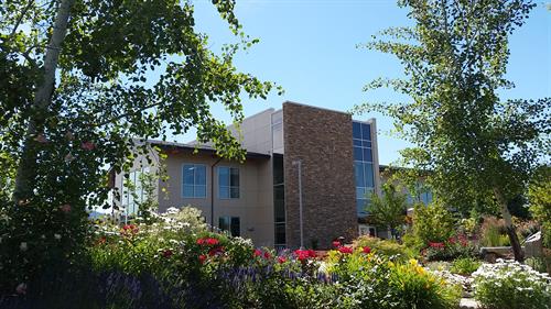 Campus garden to Community Services Building