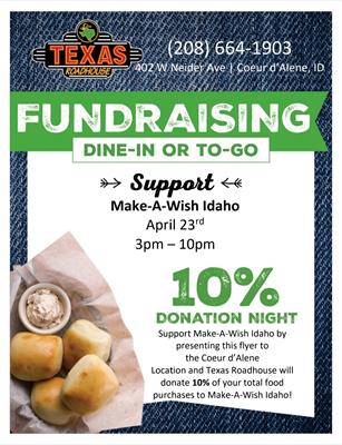 Texas Roadhouse - Donation Night for Make-A-Wish Idaho