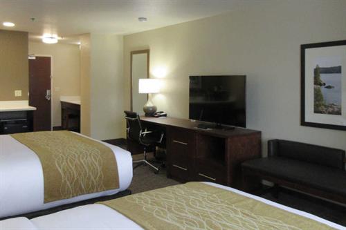 Comfort Inn & Suites Double Queen room with work station and TV