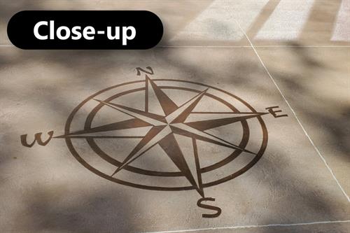 Back Patio Close-up - Decorative Concrete Compass Rose