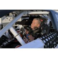 WARD BURTON TAKES A BRIEF TURN BEHIND THE WHEEL OF A LATE MODEL STOCK CAR AT SOUTH BOSTON SPEEDWAY