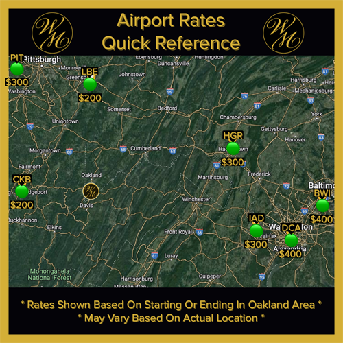Our rates for each airport.