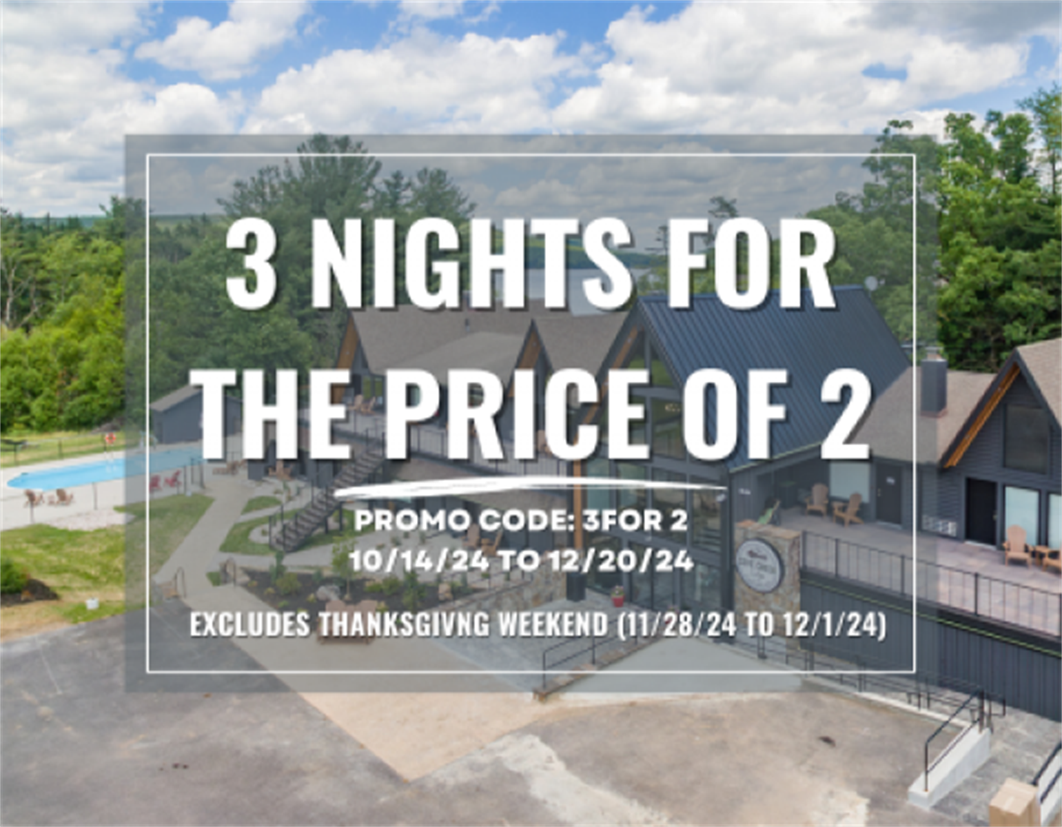 Cove Creek Lodge Lakeside Hotel 3For2 this Fall! Hot Deal
