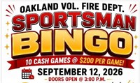 2026 Oakland Volunteer Fire Department Sportsman BINGO