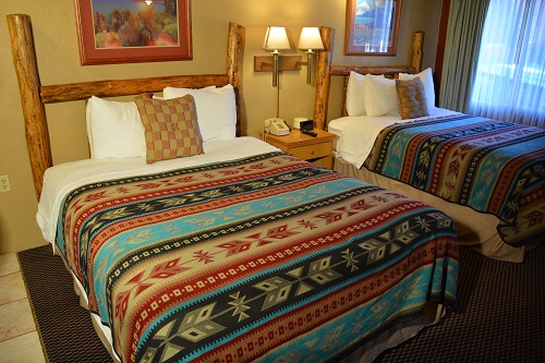All guest rooms feature El Paso Saddleblanket Co. bedspreads and handmade pine headboards.