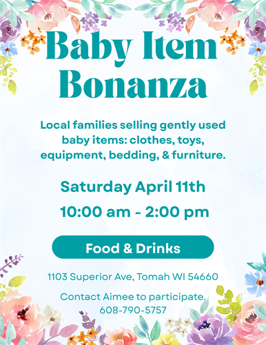 Indoor rummage sale for baby & toddler items 