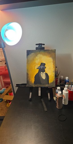 Black Gentleman Crow painted canvas class
