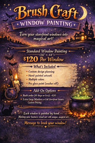 Business windows painted price menu