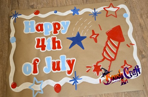 Happy 4th of July hand painted event banner
