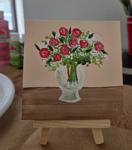 Rose Bouqet hand painted on canvas class