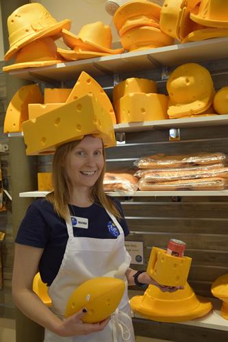 Heather in one of our many Cheese Foam wear!