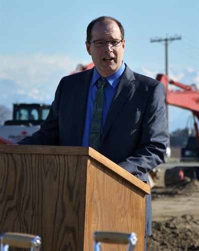 Giving Keynote speech at a ground breaking ceremony