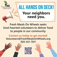 Volunteers Needed at Fresh Meals On Wheels