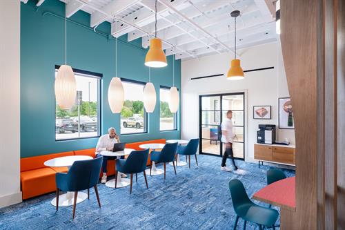 Bright, comfortable co-working spaces abound in our Mapleshade building