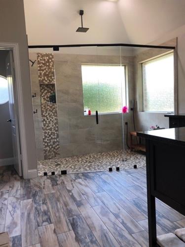 Wood-Look Tile & Curbless Shower