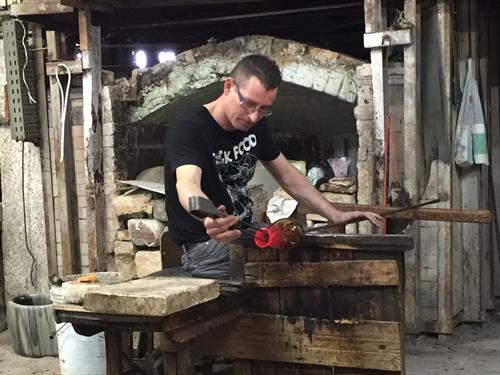 Glass blowing in Murano, Italy.