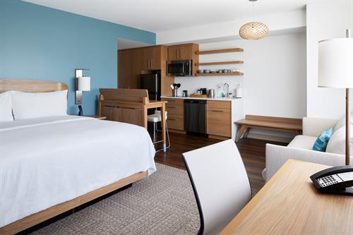 Extended-stay hotel with full kitchens