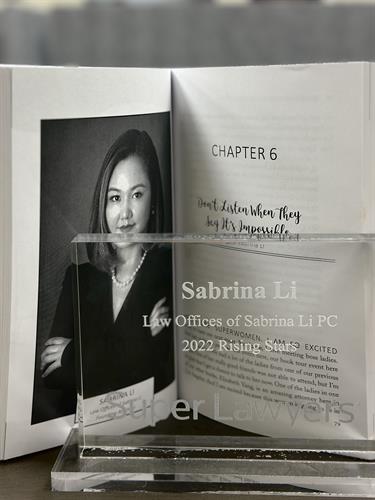 Attorney Li was awarded the 2022 Rising Star by Super Lawyers.